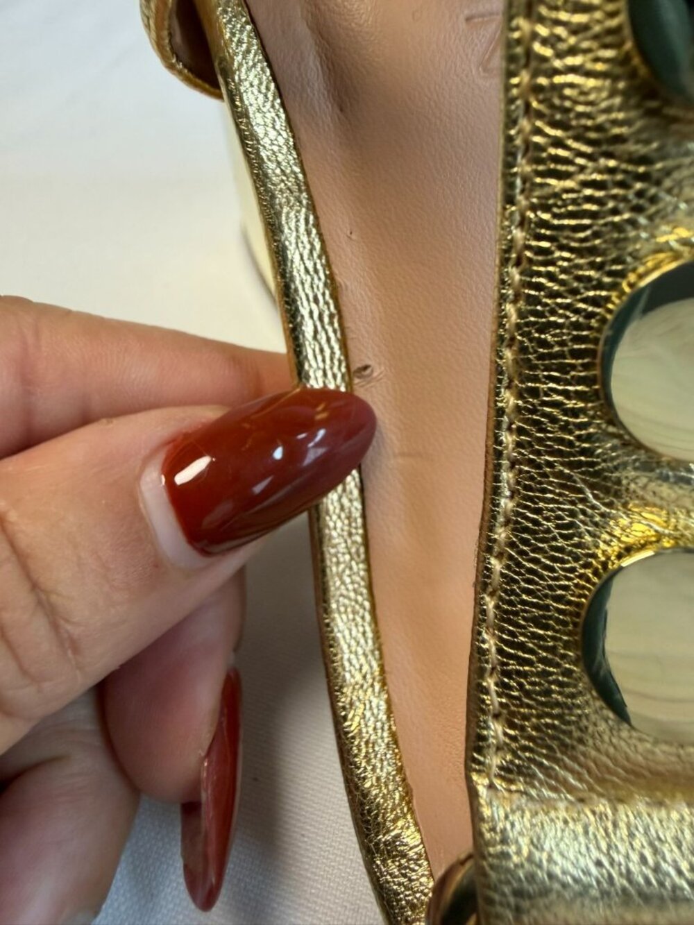 Halston Heritage Mica Sandal Womens Size 5.5M Gold & Bronze Studded Block Heel - Picture 15 of 15
